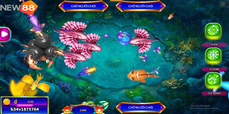 Giao diện game bắn cá đổi thẻ cào đồ họa 3D