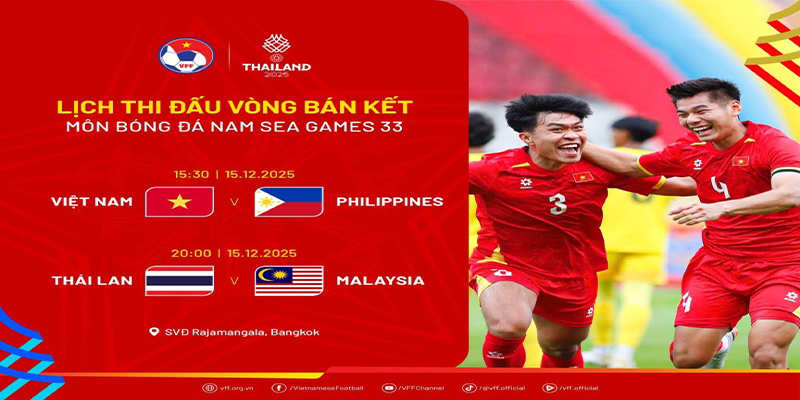 Bán kết SEA Games 33: U22 Việt Nam gặp U22 Philippines